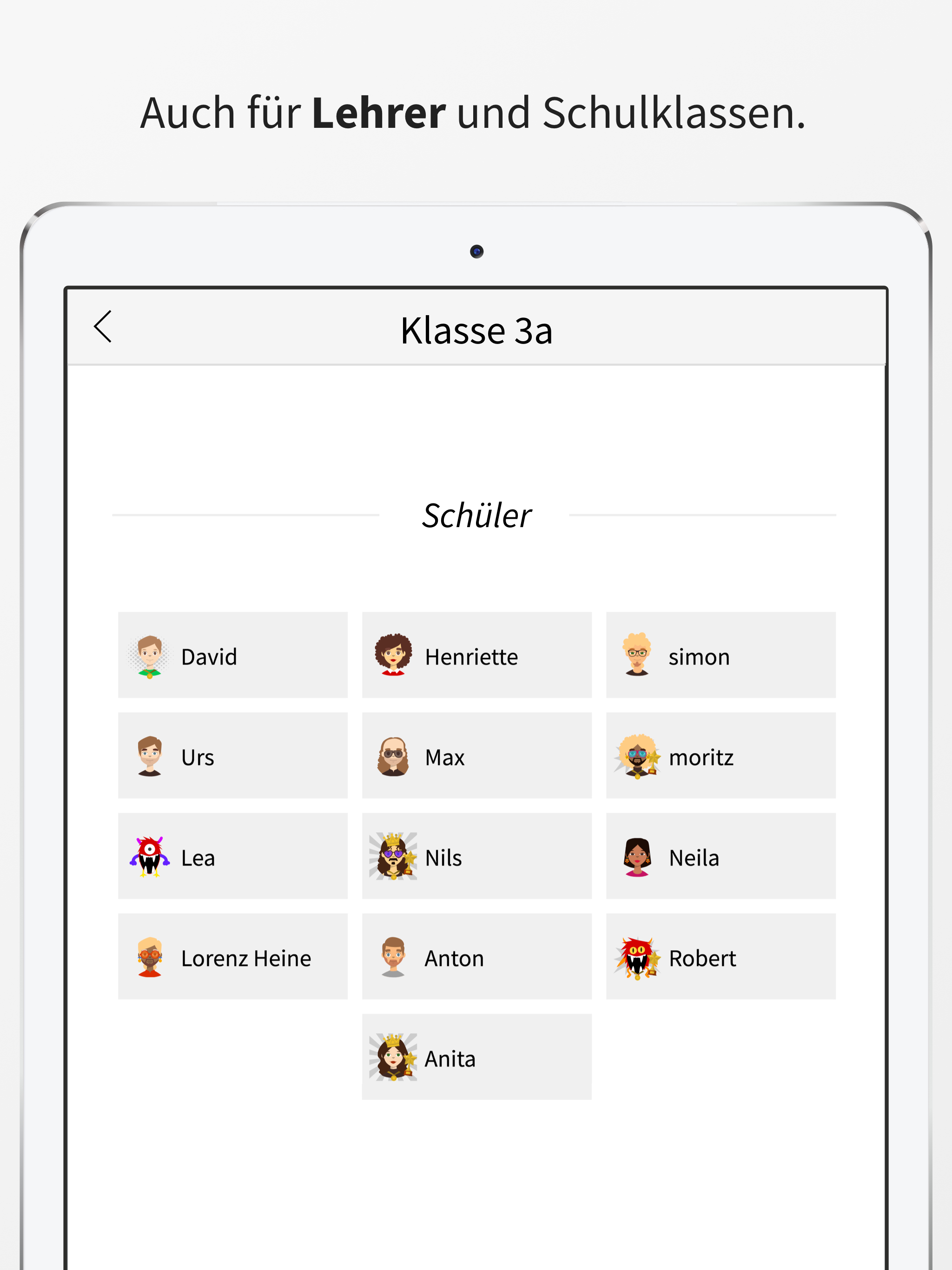 Screenshot ANTON App – Tablet in der Schule